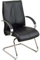 Office Star 8205 Deluxe Mid Back Leather Visitors Chair with Chrome Base and Padded Chrome Arms, Contoured Seat and Back, Built-in Lumbar Support, Top Grain Leather, 21W x 20D x 3.5T Seat Size, 20W x 21H x 3.5T Back Size, 21" Arms Max Inside, 28.25" Arms to Floor Min (82-05 82 05)  