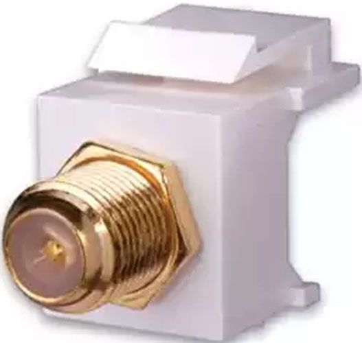 Vanco 820556 F81 Keystone Inserts; Connector Details 1 X F Connector Female Video; Plating Nickel-Plated Connectors; White Color; Type F81, 3 Ghz, Nickel; Dimension 0.8