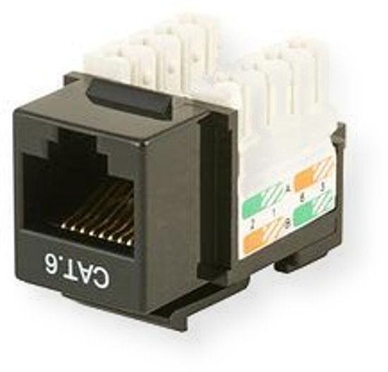 Vanco  820815 CAT6 90 Degree Keystone Insert; Black; Innovative Pyramid Shaped Punch-Down Block for Easy Conductor Insertion; Compatible with Leviton, ICC, Allen Tel and Many Others; 90 Degree, 110 Style IDC Punch Down; Accepts 23-24 AWG Solid Cable; Accepts T568A or T568B Universal Wiring; 50 Microns Gold Plating; UPC 741835085168  (820815 820-815 820815KEYSTONE 820815-KEYSTONE 820815VANCO 820815-VANCO)
