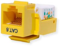 Vanco 820816 CAT6 90 Degree Keystone Insert; Yellow; Innovative Pyramid Shaped Punch-Down Block for Easy Conductor Insertion; Compatible with Leviton, ICC, Allen Tel and Many Others; 90 Degree, 110 Style IDC Punch Down; Accepts 23-24 AWG Solid Cable; Accepts T568A or T568B Universal Wiring; 50 Microns Gold Plating; UPC 741835085175 (820816 820-816 820816KEYSTONE 820816-KEYSTONE 820816VANCO 820816-VANCO) 