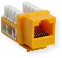 Vanco 820817 CAT6 90 Degree Keystone Insert;  Orange; Innovative Pyramid Shaped Punch-Down Block for Easy Conductor Insertion; Compatible with Leviton, ICC, Allen Tel and Many Others; 90 Degree, 110 Style IDC Punch Down; Accepts 23-24 AWG Solid Cable; Accepts T568A or T568B Universal Wiring; 50 Microns Gold Plating; UPC 741835085182 (820817 820-817 820817KEYSTONE 820817-KEYSTONE 820817VANCO 820817-VANCO) 