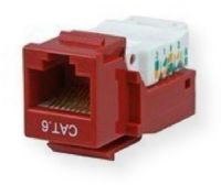 Vanco 820818 CAT6 90 Degree Keystone Insert; Red; Innovative Pyramid Shaped Punch-Down Block for Easy Conductor Insertion; Compatible with Leviton, ICC, Allen Tel and Many Others; 90 Degree, 110 Style IDC Punch Down; Accepts 23-24 AWG Solid Cable; Accepts T568A or T568B Universal Wiring; 50 Microns Gold Plating; UPC 741835085199 (820818 820-818 820818VANCO 820818-VANCO) 