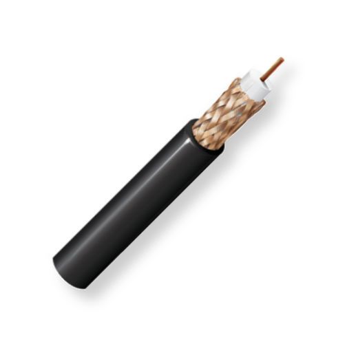 Belden 8221 0101000, Model 8221; 22 AWG, RG59, Analog Video Coax Cable; Black Color; 22 AWG solid bare copper-covered steel conductor; Foam polyethylene insulation; Bare copper braid shield; PVC jacket; UPC 612825355502 (BTX 82210101000 8221 0101000 8221-0101000 BELDEN)