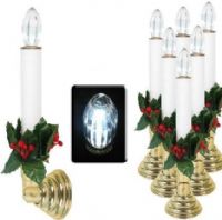 Trademark 82-2192 Set of 6 Individual LED Candles - Cordless, Bright LED light, Base pivots 90 degrees, Holly easily pulls off for year round lighting, Heavy duty suction cup on base, Cordless - Requires 2 
