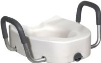 Drive Medical 12013 Raised Toilet Seat With Padded Armrests; Lightweight and portable; Standing locking mechanism ensures safety; Wide opening in front and back for personal hygiene; Designed for individuals who have difficulty sitting down or standing up from the toilet; Fits most standard and elongated toilets; UPC 822383102498 (DRIVEMEDICAL12013 DRIVE MEDICAL 12013 RAISED TOILET SEAT PADDED ARMRESTS) 