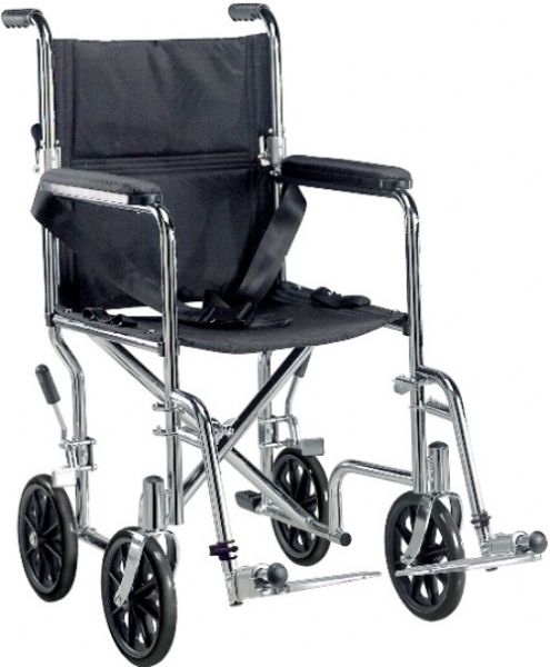 Drive Medical TR19 Go Cart Light Weight Steel Transport Wheelchair with Swing Away Footrest, 19