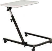 Drive Medical 13000 Pivot And Tilt Adjustable Overbed Table; The mast of the table pivots and can be locked in one of the three positions from flat on the floor to 90 degrees; The pivot feature allows the table top to be positioned closer to individuals in a bed, sitting in a wheelchair, or folded for storage; UPC 822383108919 (DRIVEMEDICAL13000 DRIVE MEDICAL 13000 PIVOT TILT ADJUSTABLE OVERBED TABLE) 