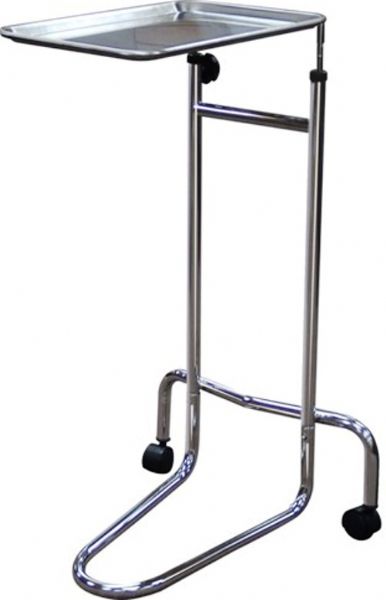 Drive Medical 13045 Mayo Instrument Stand, Double Post; Double post provides added support for use in surgical procedures; Removable stainless steel tray measures 19