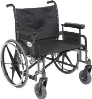 Drive Medical STD26DFA Sentra Heavy-Duty Wheelchair - Detachable Full Arms, 4 Number of Wheels, 20" Seat Depth, 26" Seat Width, 14.50" Closed Width, 16" Back of Chair Height, 17"-19" Seat to Floor Height, 700 lb Weight Capacity, Extra-heavy-duty front forks, Powder-coated silver vein frame, Footrests are tapered for comfort, Durable reinforced nylon upholstery, Comes with push-to-lock wheel locks, UPC 822383111537  (STD26DFA STD-26-DFA STD 26 DFA DRIVEMEDICALSTD26DFA) 
