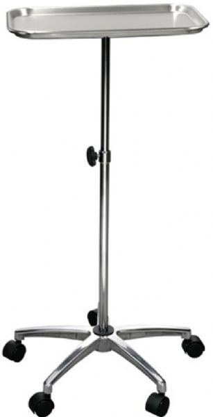 Drive Medical 13071 Mayo Instrument Stand With Mobile 5 Caster Base; Casters provide additional mobility and convenience; Removable stainless steel tray measures 19