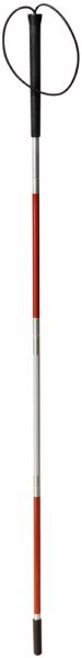 Drive Medical 10352-1 Folding Blind Cane With Wrist Strap; High quality four section aluminum construction; Shaft covered with white and red reflective tape for night visibility; Cane length 45.75
