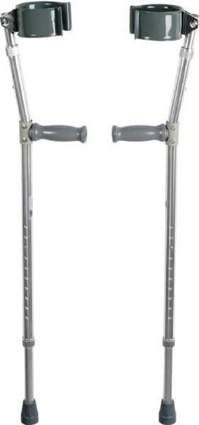 Drive Medical 10403HD Lightweight Walking Forearm Crutches, Bariatric, 1 Pair; Leg and forearm sections adjust independently for optimal sizing; Vinyl-coated, ergonomically contoured arm cuffs molded for comfort and stability; Vinyl hand grips are comfortable and durable; Extra-large tips for added stability; Ortho K Handle is hard plastic; Dimensions 8