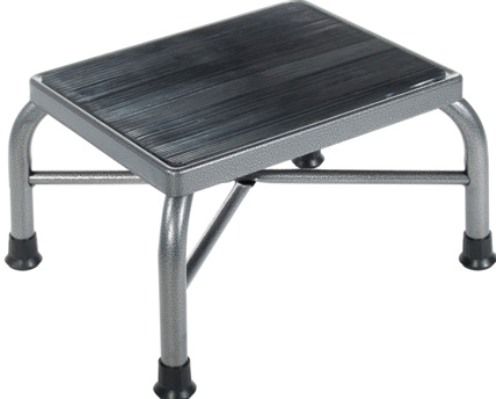 Drive Medical 13037-1SV Heavy Duty Bariatric Footstool With Non Skid Rubber Platform; Attractive, easy to maintain silver vein finish; Non-skid ribbed rubber platform; Constructed of durable 1 steel tubing with cross brace for extra strength; Dimensions 9