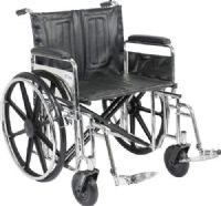 Drive Medical STD24DFA-SF Sentra Extra Heavy Duty Wheelchair, Detachable Full Arms, Swing away Footrests, 24" Seat, 8" Casters, 18" Seat Depth, 24" Seat Width, 13" Closed Width, 14" Armrest Length, 4 Number of Wheels, 24" x 2" Rear Wheels, 18" Back of Chair Height, 8" Seat to Armrest Height, 27.5" Armrest to Floor Height, 17.5"-19.5" Seat to Floor Height, Weight Capacity 500 lbs, Black Finish, UPC 822383192031 (STD24DFA-SF STD24DFA SF STD24DFASF DRIVEMEDICALSTD24DFASF) 
