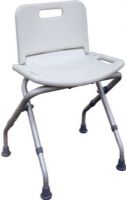 Drive Medical 12487 Folding Bath Bench, With Back; Blow molded bench provides comfort and strength; Drainage holes in seat reduce slipping; Aluminum frame is lightweight, durable and corrosion proof; Angled legs provide additional stability; Conveniently folds down flat; Dimensions 22.5" x 22" x 20.5"; Weight 7 lbs; UPC 822383195902 (DRIVEMEDICAL12487 DRIVE MEDICAL 12487 FOLDING BATH BENCH) 