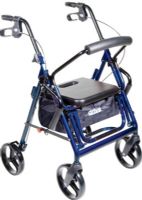 Drive Medical 795b Duet Dual Function Transport Wheelchair Walker Rollator, Blue, 8" Casters, 13" Seat Depth, 13.5" Seat Width, 4 Number of Wheels, 37" Max Handle Height, 31.5" Min Handle Height, 21" Seat to Floor Height, 35" Back of Chair Height, 300 lbs Product Weight Capacity, Blue Primary Product Color, Comfortable padded seat, UPC 822383213484 (795B 795 B 795-B DRIVEMEDICAL795B DRIVEMEDICAL-795-B DRIVEMEDICAL 795 B) 