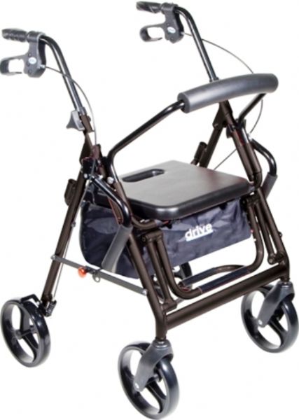 Drive Medical 795bk Duet Dual Function Transport Wheelchair Walker Rollator, Black, 8