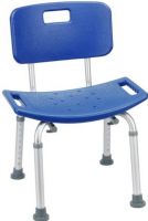 Drive Medical 12202KDRB-1 Bathroom Safety Shower Tub Bench Chair With Back, Blue; Drainage holes in seat reduce slipping; Aluminum frame is lightweight, durable and corrosion proof; Angled legs with suction style tips provide additional stability; Support collar prevents leg movement; Environment friendly product; Easy to clean; UPC 822383225272 (DRIVEMEDICAL12202KDRB1 DRIVE MEDICAL 12202KDRB-1 BATHROOM SAFETY SHOWER TUB BENCH CHAIR BLUE) 