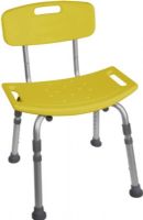 Drive Medical 12202KDRY-1 Bathroom Safety Shower Tub Bench Chair With Back, Yellow; Drainage holes in seat reduce slipping; Aluminum frame is lightweight, durable and corrosion proof; Angled legs with suction style tips provide additional stability; Support collar prevents leg movement; Environment friendly product; Easy to clean; Easy, tool free assembly of seat and legs; UPC 822383225296 (DRIVEMEDICAL12202KDRY1 DRIVE MEDICAL 12202KDRY-1 BATHROOM SAFETY SHOWER TUB BENCH CHAIR BACK YELLOW) 