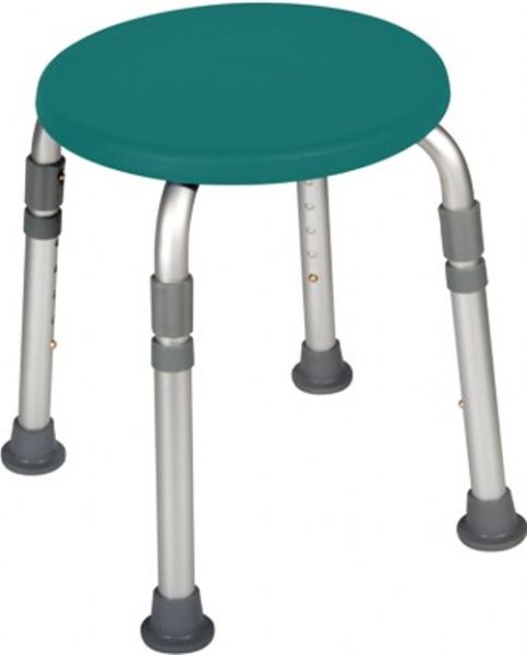 Drive Medical 12004KDRT-1 Adjustable Height Bath Stool, Teal; Aluminum frame is lightweight, durable and corrosion proof; Impact-resistant, composite seat; Legs are height adjustable in 1 increments, and are crack proof and tarnish resistant; Easy, tool-free assembly; Dimensions 21
