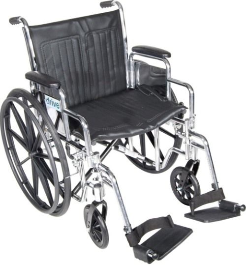 Drive Medical CS16DDA-SF Chrome Sport Wheelchair, Detachable Desk Arms, Swing away Footrests, 16