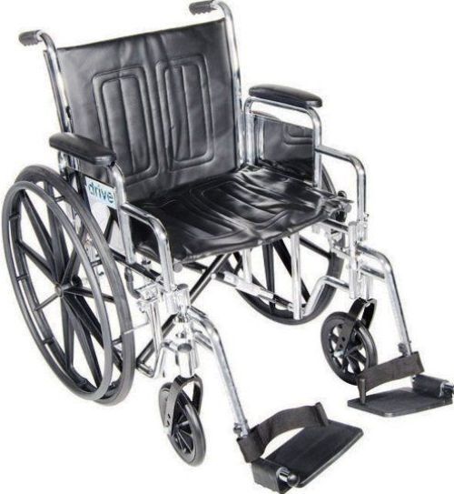 Drive Medical CS20DFA-SF Chrome Sport Wheelchair, Detachable Full Arms, Swing away Footrests, 20