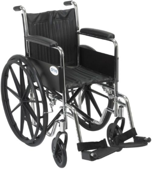 Drive Medical CS16FA-SF Folding Chrome Sport Wheelchair Full Arms Swing Away Footrest, 12.50