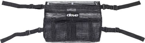 Drive Medical 10267-1 Vinyl Mesh Bather Pouch; Easily attaches under bath bench, transfer bench or attachment to the wall; Large storage pockets allow for added convenience; Vinyl mesh design allows water to drain; Not made with natural rubber latex; Dimensions 10