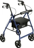 Drive Medical r728bl Aluminum Rollator with Fold Up and Removable Back Support and Padded Seat, Blue, 7.5" Casters, 12" Seat Depth, 14" Seat Width, 4 Number of Wheels, 38" Max Handle Height, 33" Min Handle Height, 23" Seat to Floor Height, 15.5"-18.5" Seat to Foot Deck, 300 lbs Product Weight Capacity, Aluminum Primary Product Color, UPC 822383233246 (R728BL R728 BL R728-BL DRIVEMEDICALR728BL DRIVEMEDICAL-R728-BL DRIVEMEDICAL R728 BL) 