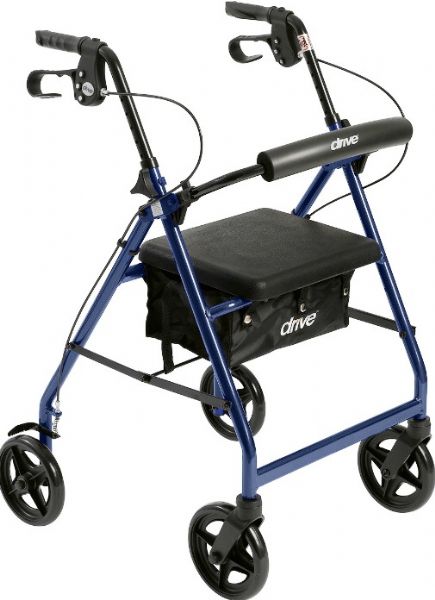 Drive Medical r728bl Aluminum Rollator with Fold Up and Removable Back Support and Padded Seat, Blue, 7.5