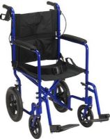 Drive Medical EXP19LTBL Lightweight Expedition Transport Wheelchair with Hand Brakes, 4 Number of Wheels, 16" Seat Depth, 19" Seat Width, 10.75 Closed Width, 18" Back of Chair Height, 19" Seat to Floor Height, 38" Overall Length with Riggings, 300 lbs Product Weight Capacity, 12" flat-free rear wheels, Comes with seat belt, UPC 822383259093, Blue Finish, Aluminum Primary Product Material (EXP19LTBL EXP-19LT-BL EXP 19LT BL DRIVEMEDICALEXP19LTBL DRIVEMEDICAL-EXP-19LT-BL DRIVEMEDICAL EXP 19LT BL) 