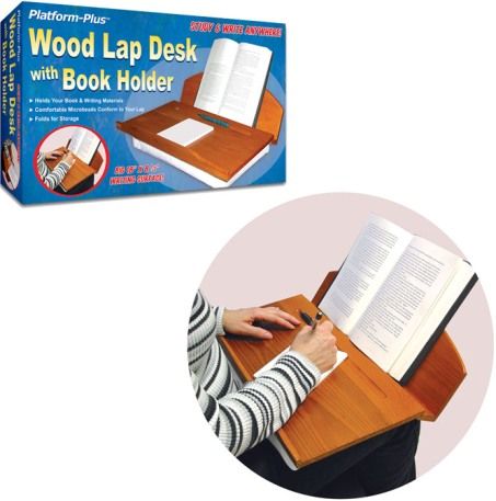 Trademark 82-4306 Wooden Lap Desk with Book Holder, It's long, strong and ultra-light, and has enough room to rest an open book and take notes, or use it as a laptop lap desk, Convenient for taking notes Home work on the go Study and write anywhere18 inches by 8.5 inches, UPC 017874143061 (824306 82 4306 824-306)