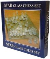 Star Glass 82458 Chess Set, Get ready to do battle in style with this elegant 32 piece Glass Chess Set, Limited edition glass chess set is a true collector's item, The 13-5/8' by 13-5/8' board is made of smoky gray glass with contrast etching for the playing squares and felt antiscratch pads underneath, UPC 6-86791-82458-4 686791824584 (82-458 824-58) 