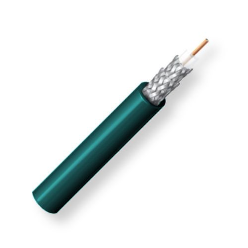 BELDEN82810051000, Model 8281, 20 AWG, RG59, Precision Video Coax Cable; Dark Green Color; 20 AWG solid 0.031-Inch Bare copper conductor; Polyethylene insulation; Tinned copper double braid shield; Polyethylene jacket; UPC 612825355830 (BELDEN82810051000 TRANSMISSION CONNECTIVITY IMAGE WIRE) 