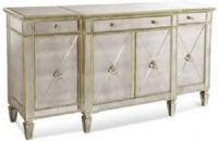 Bassett Mirror 8311-576EC Borghese Mirrored Buffet/Server, 20" Overall Depth - Front to Back, 38" Overall Height - Top to Bottom, 70" Overall Width - Side to Side, Mirrored Breakfront Server, Four Doors, Three Drawers, Handworked and beveled antique mirror over veneers, Hardwood solids, Antique Silver Finish, UPC 036155173566 (8311576EC 8311-576EC 8311 576EC) 