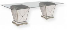 Bassett Mirror 8311-601-909EC Model 8311-601-909 Hollywood Glam Borghese Dining Pedestal Table, Antique Mirror/Silver Leaf Finish, Dimensions 96" x 44" x 29", Weight 395 pounds, UPC 036155311111 (8311601909EC 8311601-909EC 8311-601909EC 8311-601-909-EC 8311601909) 