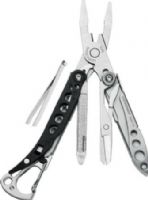 Leatherman 831488 Style PS Multitools; Tools: Spring-action Needlenose Pliers, Spring-action Regular Pliers, Spring-action Wire Cutters, Spring-action Scissors, Flat/Phillips Screwdriver, Tweezers, Nail File and Carabiner/Bottle Opener; Key Ring Hole; Travel Friendly; Accessible while the tool is in its folded or closed position, mimicking the functionality of a pocket knife; UPC 037447330438 (83-1488 831-488 8314-88) 