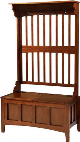 Linon 84017WALC-01-KD-U Hall Tree with Storage Bench, Provides function and style to any room in your home, Rich walnut color finish, 250lbs - chairs Weight Limit, 36