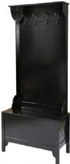Linon 84020BLK-01-KD-U Anna Hall Tree Wide, Antique Black with red rub through Finish, 250lb Weight limit, 40" W x 18" D x 64" H, Provides function and style to any room in your home, Four coat hooks, Split top seat, UPC 753793878522 (84020BLK-01-KD-U 84020BLK01KDU 84020BLK 01 KD U) 