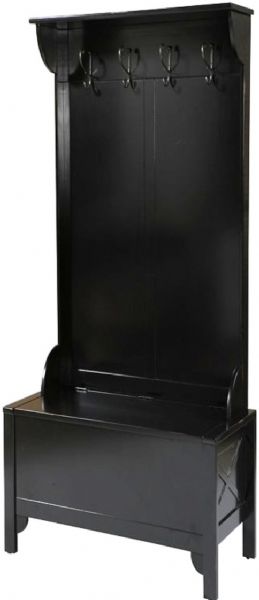 Linon 84020BLK-01-KD-U Anna Hall Tree Wide, Antique Black with red rub through Finish, 250lb Weight limit, 40