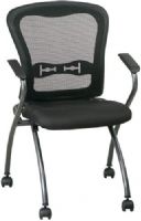 Office Star 84440 Pro-Line II Deluxe Folding Chair, Set of 2 Chairs, Folding Series, Breathable ProGrid Back with Built-in Lumbar Support, Black Fabric Padded Seat, Sturdy Titanium Finish Arms and Frame with Dual Wheel Carpet Casters, Seat Folds for Horizontal Nesting (84-440 844-40 OfficeStar) 