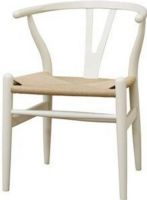 Wholesale Interiors DC-541-WHITE Baxton Studio Wishbone Chair - Y Chair, Sturdy, natural-colored hemp fabric seat for timeless beauty and style, Curved backrest provides added comfort, Solid wood frame ensures years of dependable use, Traditional meets modern design, 16.5" Seat Height, 14.5" Seat Depth, UPC 847321001428 (DC541WHITE DC-541-WHITE DC 541 WHITE DC-541 DC541 DC 541) 