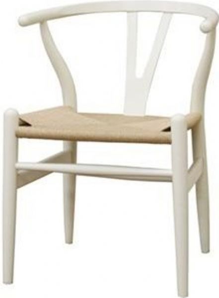 Wholesale Interiors DC-541-WHITE Baxton Studio Wishbone Chair - Y Chair, Sturdy, natural-colored hemp fabric seat for timeless beauty and style, Curved backrest provides added comfort, Solid wood frame ensures years of dependable use, Traditional meets modern design, 16.5