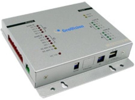 GeoVision 84-IOB08-100 Model GV-IO Box 8 Ports, 8 inputs and 8 outputs are provided, Up to 9 pieces of GV-I/O Box 8 Ports can be chained together, A USB port is provided for PC connection, and it is only used for 30 DC output voltage (84IOB08100 84IOB08-100 84-IOB08100 GVIO GV IO)