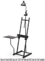 Testrite 850B High Style Easel; Double 1.5in diameter steel posts support wide large canvases; Accommodates canvases up to 73" tall; Attractive Black Finish; Adjustable Back Leg; Canvas holders move easily using large front knobs; 4 adjustable base glides for leveling; Easy assembly without tools; 7in Open height; 21in Tray Width, 21 x 21.5 in Base (850-B 850 B) 