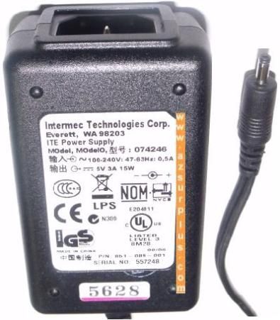 Intermec 851-089-001 Universal AC Power Supply For Dock, Fits with Cn2 and Cn2b Data Collection Terminals, Output Voltage 5V DC, Frequency 50 Hz60 Hz, RoHS Compliance (851089001 851089-001 851-089001)