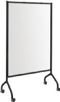 Safco 8511BL Impromptu 42 x 72 Full Whiteboard Screen, Black; Powder Coat Paint/Finish; 2 1/2" Diameter Wheel/Caster Size; Four modern casters, (2 locking) and accessory hooks for easel pads; Magnetic Whiteboard/Steel (frame) Materials; Includes a magnetic accessory tray for dry erase markers and eraser; GREENGUARD; Dimensions 42"w x 21 1/2"d x 72"h; Weight 36 lbs. (8511-BL 8511 BL 8511B) 