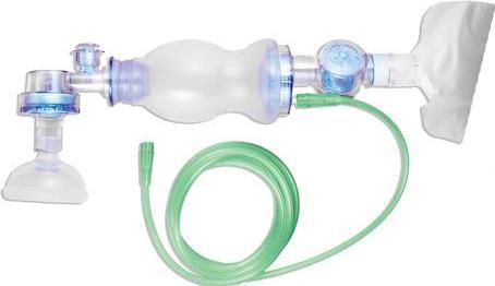 SunMed 8-6000-01 Hand Bag Infant Resuscitator, Pop-off at 40cm of H₂O 280ml, With Silicone 1 piece mask, Latex free, reusable, non-sterile, For Export Only (8600001 86000-01 8-600001)