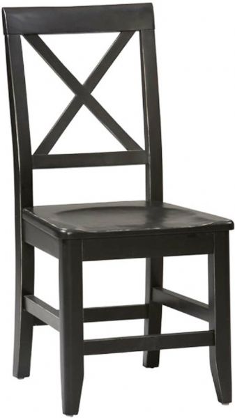 Linon 86100C124-01-KD-U Anna Dining Chair, Antique Black finish with red rub through, Unique single X back, Contoured seat for extra comfort, Solid and durable construction from solid pine, Easy to assemble, Solid Pine, 17.25