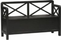 Linon 86101C124-A-KD-U Anna Storage Bench, Antique Black Finish, Double X back provides additional support and appeal, Conveniently store shoes, gloves, or toys under the lift top bench, Pine and Painted MDF, Some Assembly Required, UPC 753793807904 (86101C124AKDU 86101C124-AKDU 86101C124-A-KD 86101C124-A 86101C124) 